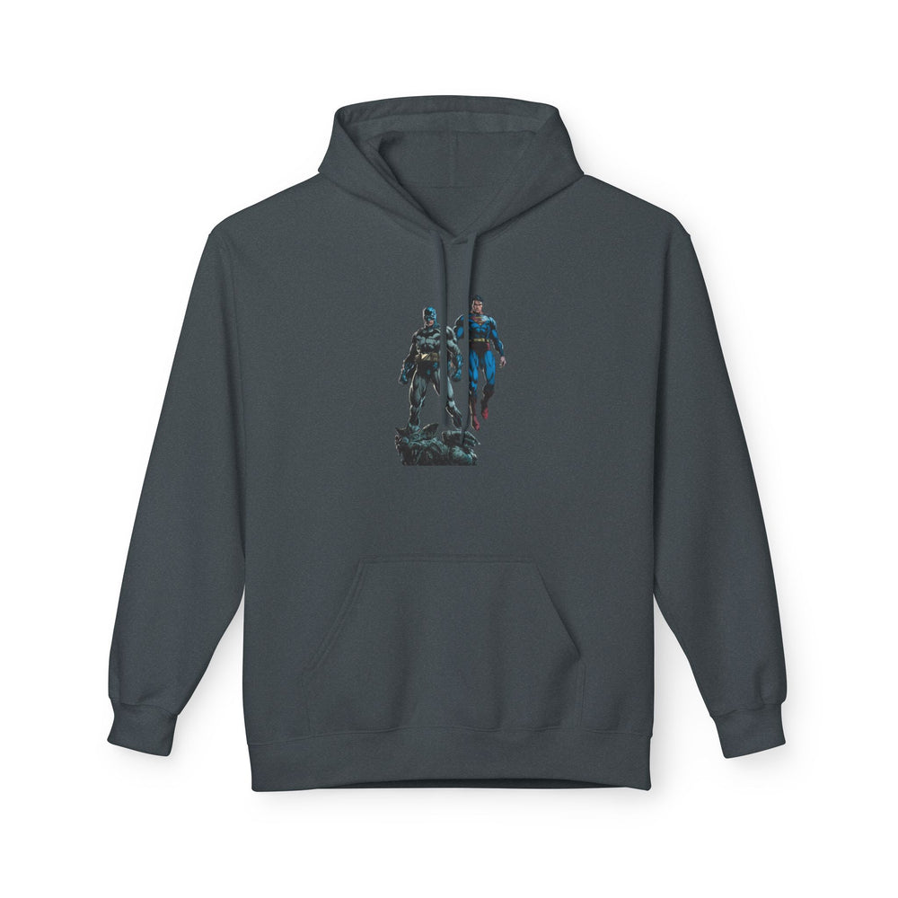 Superman and Batman Silhouette Hoodie — Vintage Retro Superhero Crew Pullover