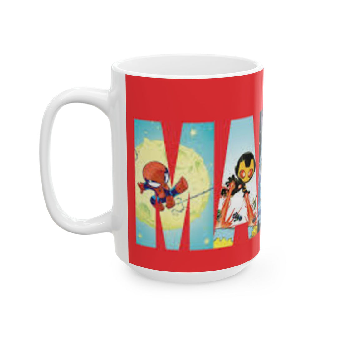 Marvel Heroes Collage Ceramic Mug (11oz/15oz) — Retro Superhero Coffee Cup
