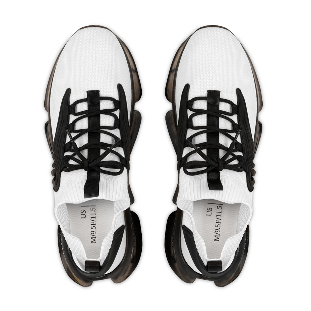 Mesh Sneakers — Lightweight White Knit Athletic Shoes with Color-Chunked Sole