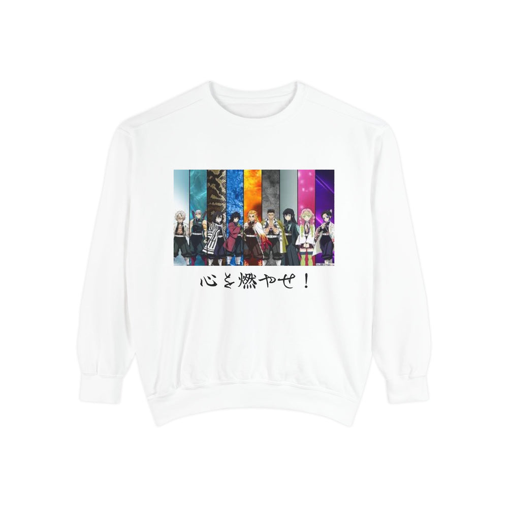 Anime Demon Slayer Sweatshirt — Colorful Lineup with Japanese Text