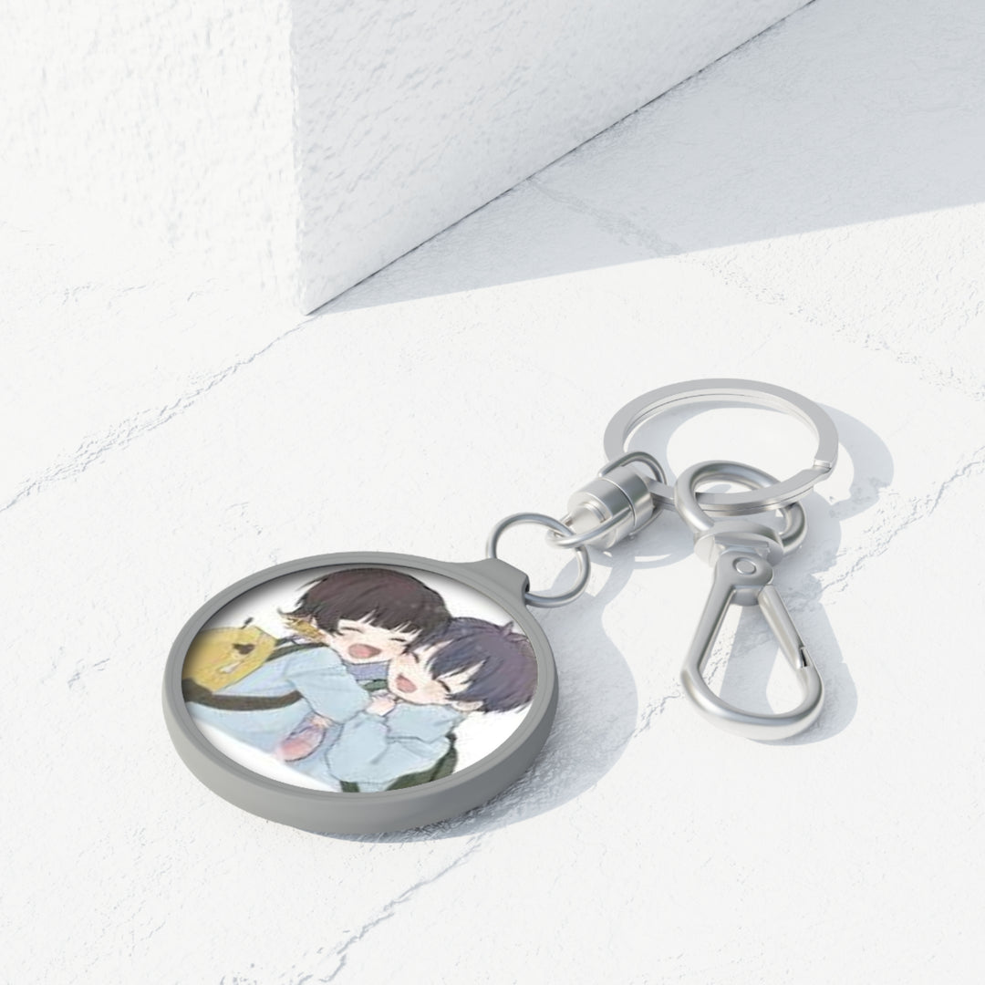 Round Anime Couple Keyring — Cute Best Friends Keychain