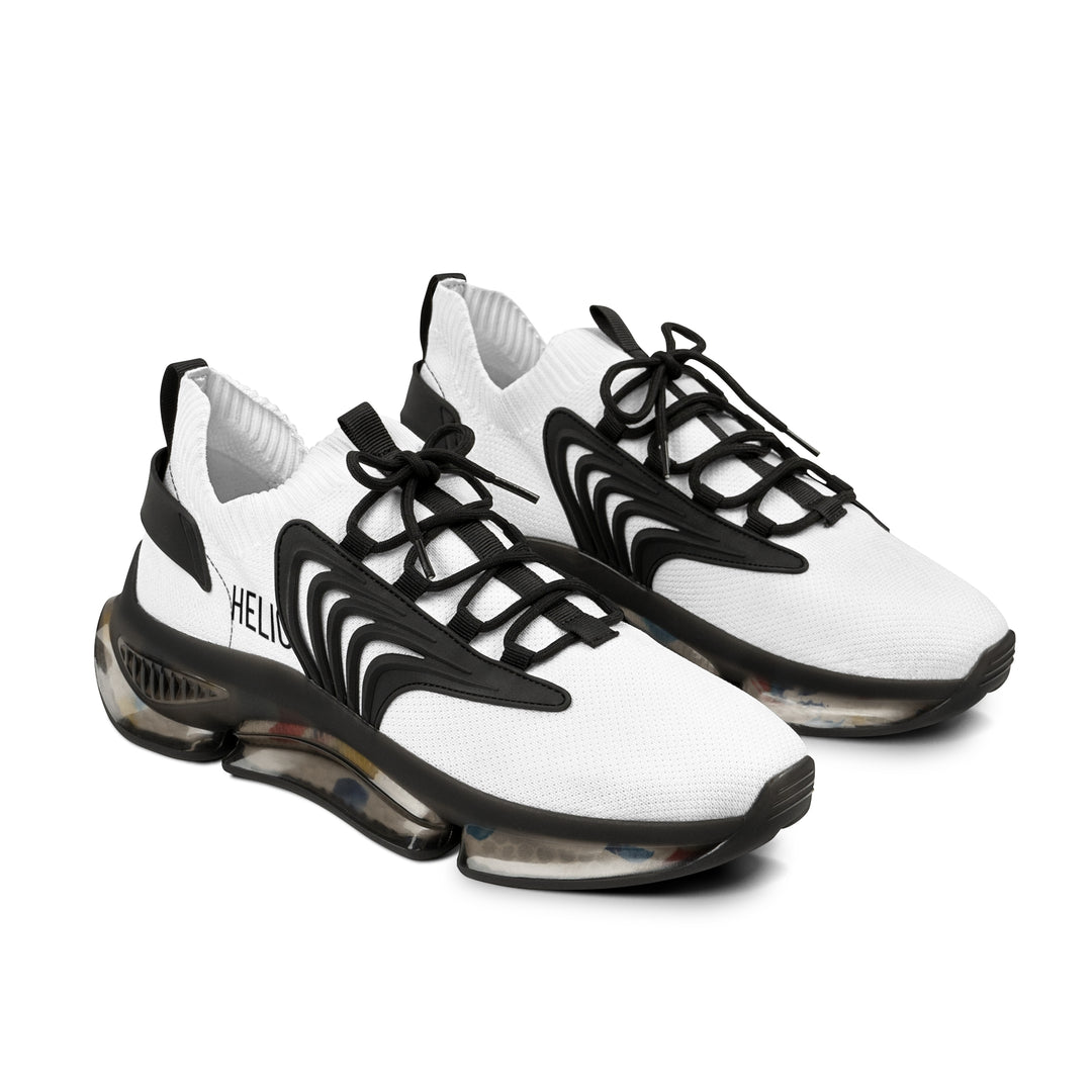 Mesh Sneakers — Lightweight White Knit Athletic Shoes with Color-Chunked Sole