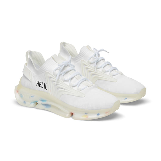 Mesh Sneakers — Lightweight White Knit Athletic Shoes with Color-Chunked Sole