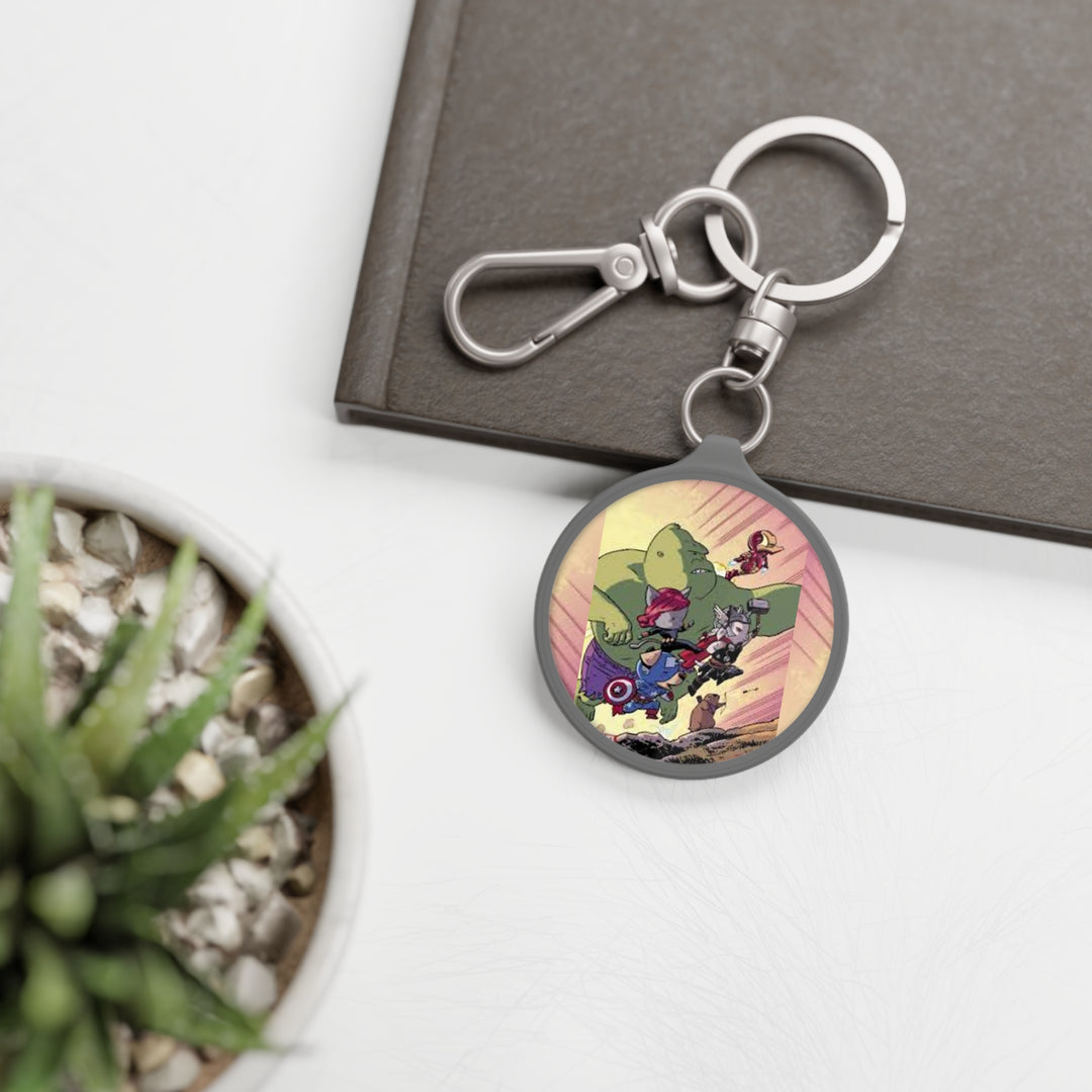 Avengers cute chibi Keyring Tag — Cute Superhero Dino Team Keychain