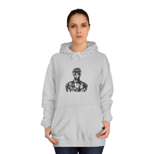 Mens Statue ZORO Hoodie - Artistic Black Marble Bust Graphic
