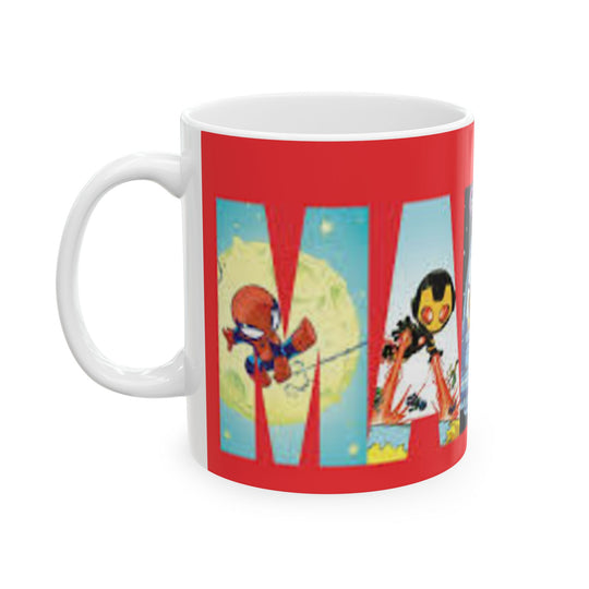 Marvel Heroes Collage Ceramic Mug (11oz/15oz) — Retro Superhero Coffee Cup