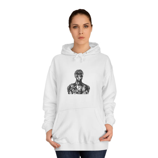 Mens Statue ZORO Hoodie - Artistic Black Marble Bust Graphic