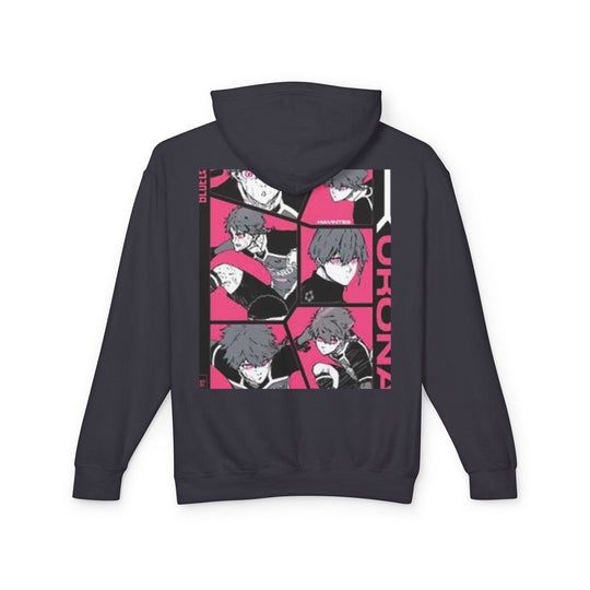 Bluelock Hoodie - Pink & Black Anime Character Panel Graphic Hoodie