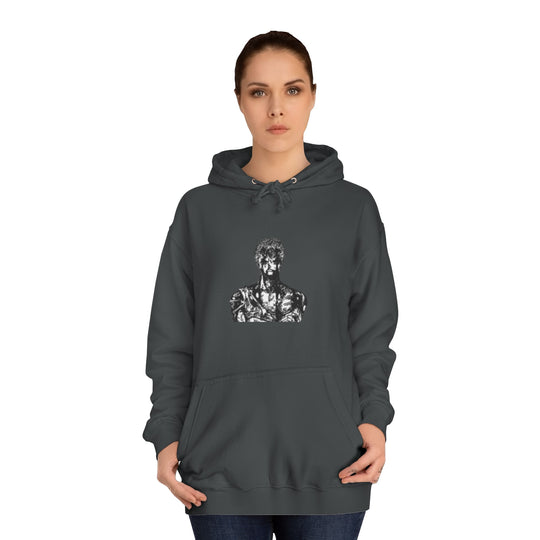 Mens Statue ZORO Hoodie - Artistic Black Marble Bust Graphic