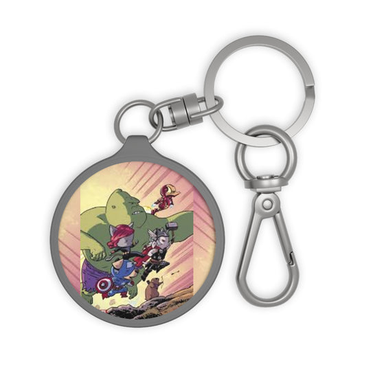 Avengers cute chibi Keyring Tag — Cute Superhero Dino Team Keychain