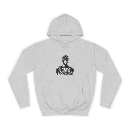 Mens Statue ZORO Hoodie - Artistic Black Marble Bust Graphic